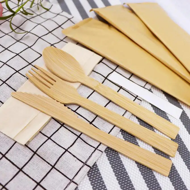 img_alibaba_1782455444.jpeg 2023 Popular Hotel Take-out Disposable Bamboo Tableware Knife, Fork and Spoon Low Price Customized logo Eco Degradable Natural