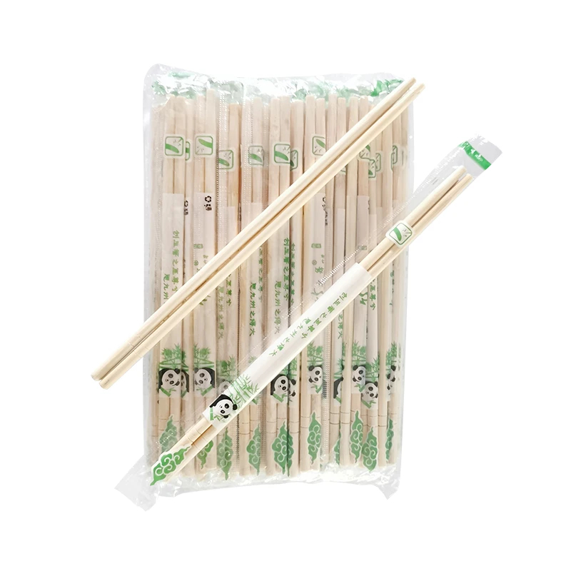 img_alibaba_1782477621.jpeg Hot Selling Customizable Logo Disposable Bamboo Chopsticks 24cm Paper Tableware Packaged in Round OPP with Pair Design Wholesale
