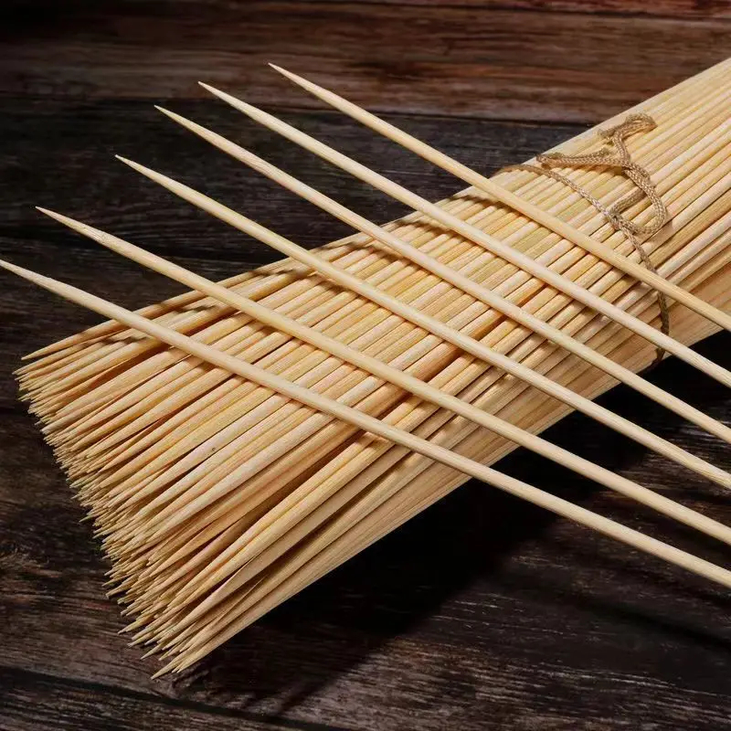 img_alibaba_1782560916.jpeg Barbecue Sticks Large Bamboo Bbq Wood Stick Skewer 30/35/40 Cm Long Hot Dog Bamboo Barbecue Sticks Factory Discount