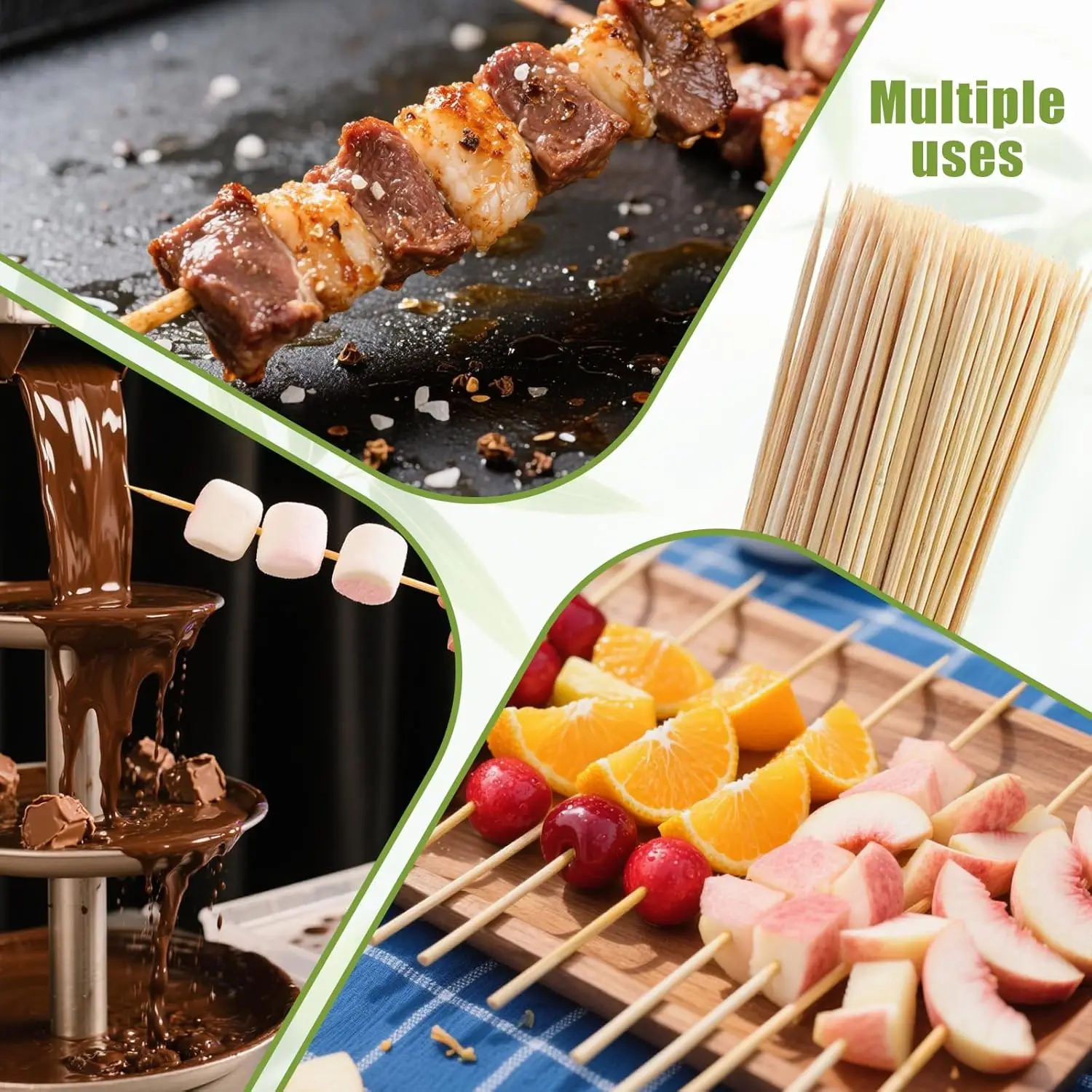 img_alibaba_1782566116.jpeg 200PCS Skewers 6"e; 8"e; 10"e; 12"e; 36"e; for BBQ Appetizer Kabob Fruit Cocktail Chocolate Fountain Grilling Kitchen Crafting Party Use