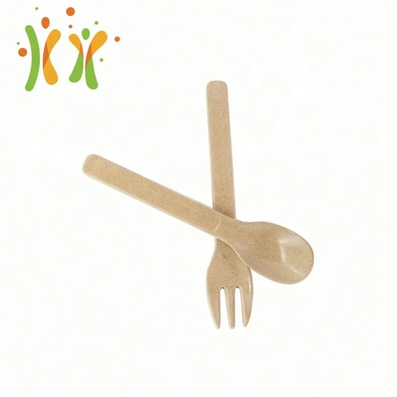 img_alibaba_1782633961.jpeg Wholesale Western Bpa Free Rice Husk Bamboo Spoon Fork & Spoon Set for Kids Rice Husk Cutlery Set