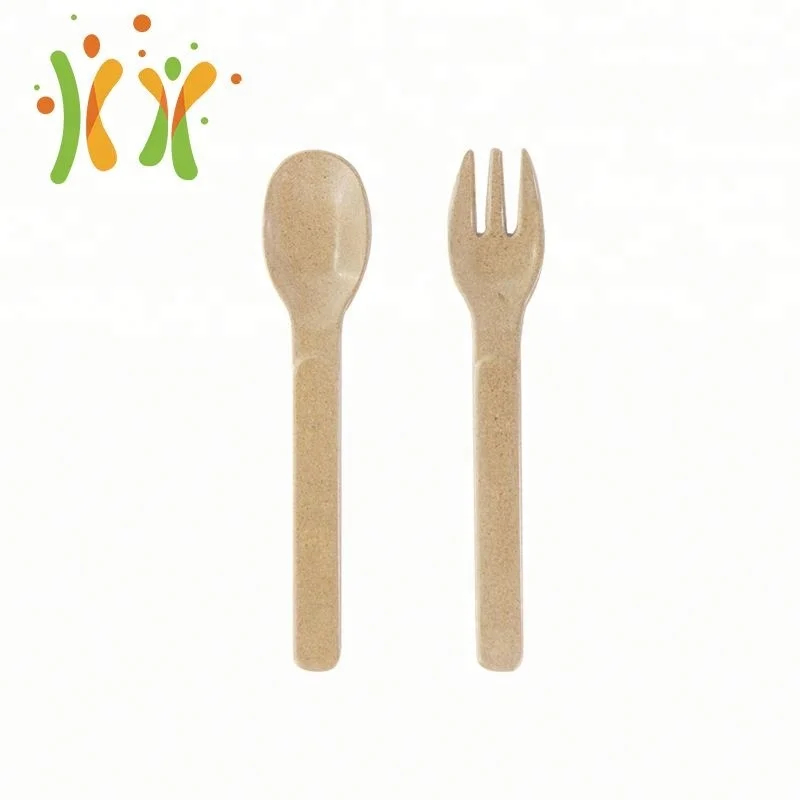 img_alibaba_1782633977.jpeg Wholesale Western Bpa Free Rice Husk Bamboo Spoon Fork & Spoon Set for Kids Rice Husk Cutlery Set